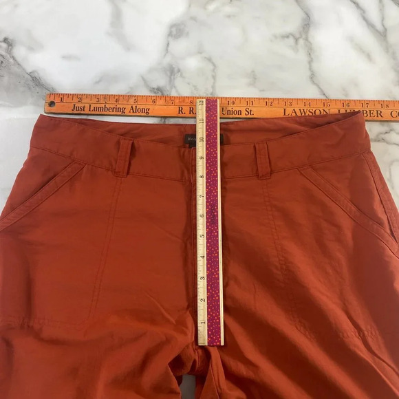 Royal Robbins Cropped Pants Womens Size 12 Orange Nylon Straight Leg Zip Hiking - Picture 9 of 11